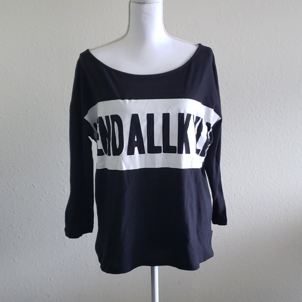 KENDALL & KYLIE  3/4 SLEEVE BLUE TOP